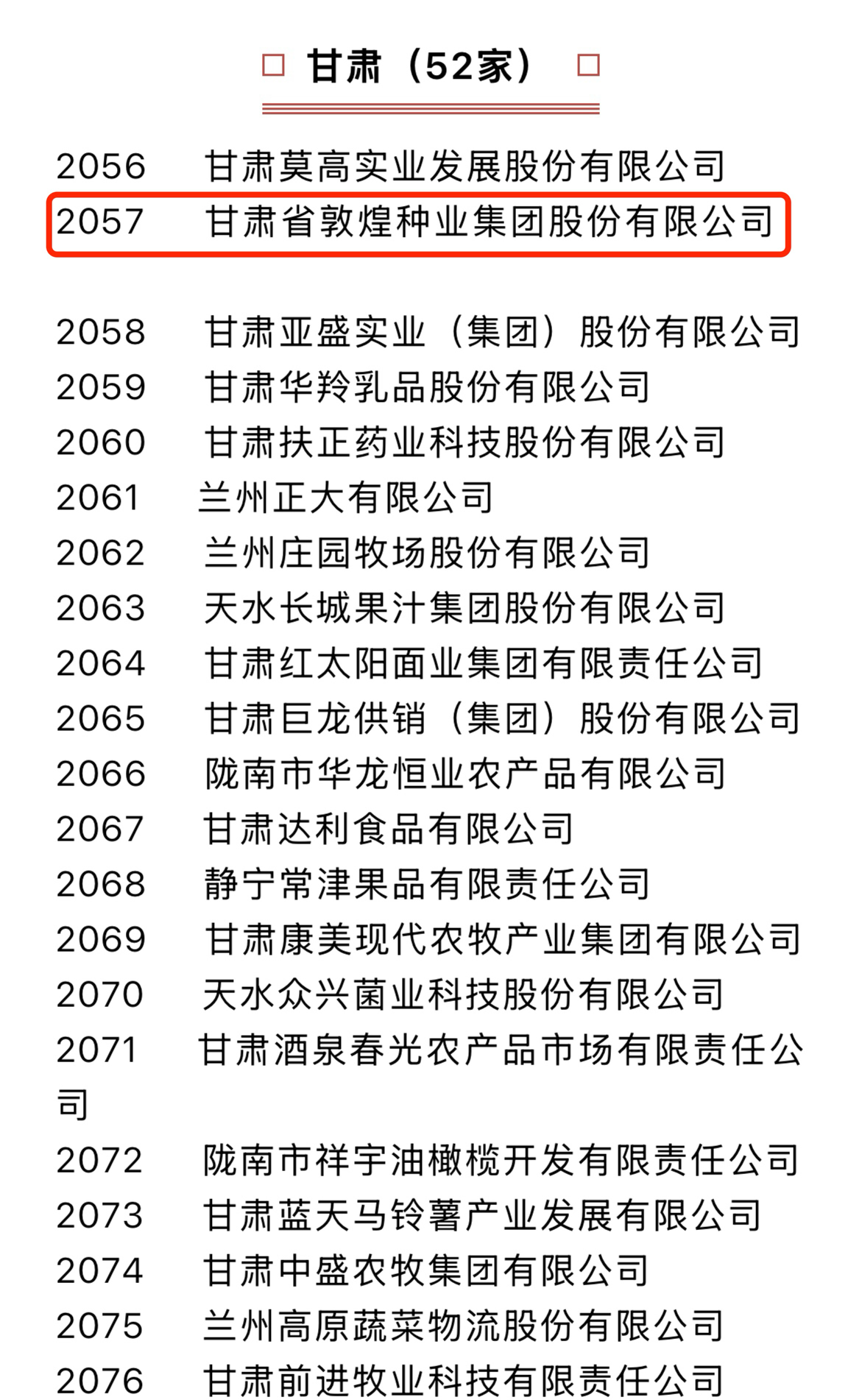 敦煌種業(yè)再次入選農(nóng)業(yè)產(chǎn)業(yè)化國家重點(diǎn)龍頭企業(yè)